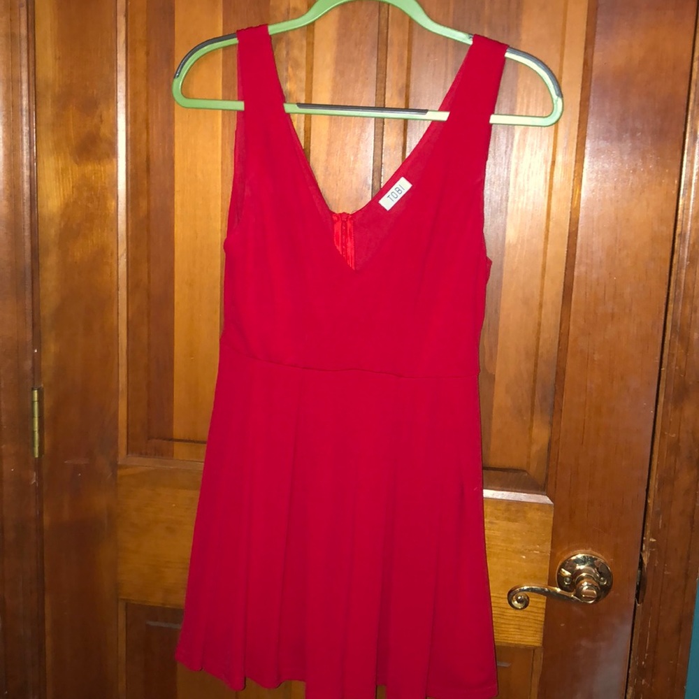Red Mini Deep-Cut Dress